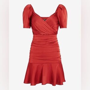 Express Satin Ruched Mini Dress